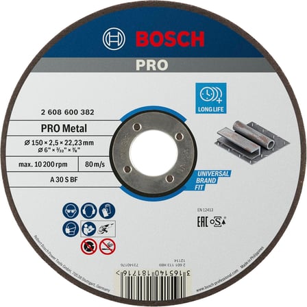 Bosch Accessories Bosch Professional kesme diski 150 x 2,5 mm F çelik 2608600382, siyah