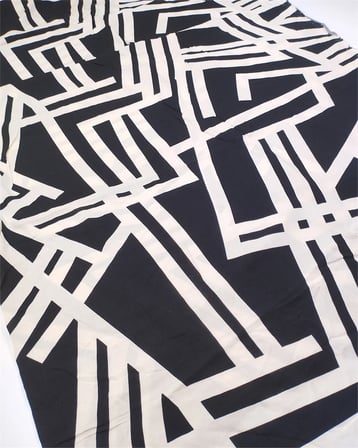 Krem Siyah Renklerde Geometrik Desende Pamuk Viskon Kumaş Elbiselik & Gömleklik 150x350cm