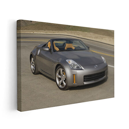 Gri Nissan 350Z Roadster Spor Otomobil Kanvas Tablo