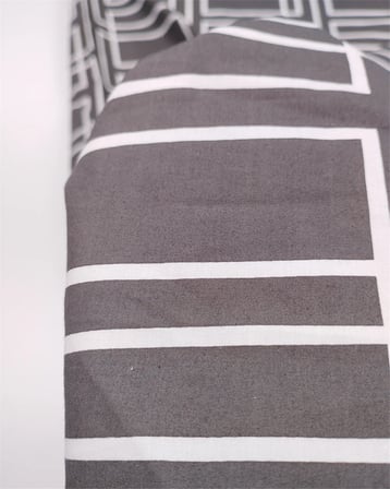 Antrasit Üzeri Beyaz Geometrik Desenli Pamuk Poplin Kumaş Gömleklik & Elbiselik En: 140cm