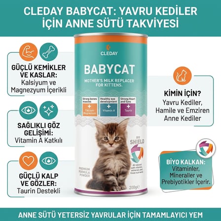 Yavru ve Anne Kediler İçin Süt Tozu 200 gr.