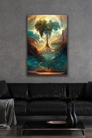 Hayat Ağacı Cam Tablo (60x90 cm)