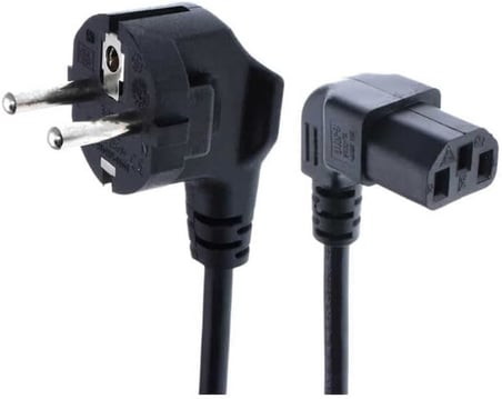 C13 Power Kablo - 90 Derece L Uç - Dik Açılı - Standart Power Kablosu - 1.8 mt