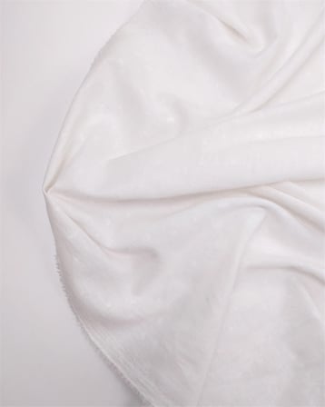 Beyaz Üzeri Beyaz Palmiye Baskılı Pamuk Keten Dokuma Kumaş Gömleklik & Elbiselik 145x340cm