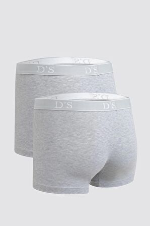 Ds Damat Gri Beli Lastikli Marka Logolu Likralı Esneyebilen 2'li Boxer Set 4HC44ORTBS02