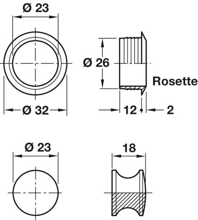 Häfele Basmalı düğme, 19 mm kapak Kalınlığı için