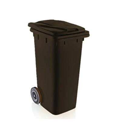 Omnipazar SY-6506 Eko Tekerlekli Kapaklı Plastik Çöp Konteyneri 120 lt Siyah