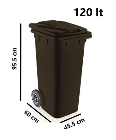 Omnipazar SY-6506 Eko Tekerlekli Kapaklı Plastik Çöp Konteyneri 120 lt Siyah