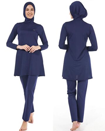 Estiva 22901 Lacivert  Tam Boy Düz Tesettür Mayo