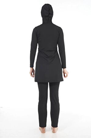 Estiva 22901 Siyah Tam Boy Düz Tesettür Mayo