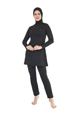 Estiva 22901 Siyah Tam Boy Düz Tesettür Mayo