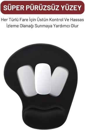 SoftRest Siyah Mouse Pad – Bilek Destekli, Dayanıklı Ergonomik Tasarım
