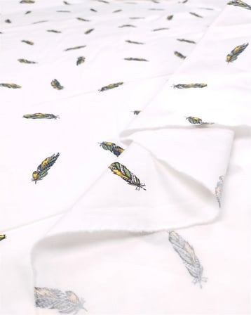 Beyaz Üzeri Tüy Desenli Pamuk Poplin Kumaş Gömleklik & Elbiselik En: 150cm