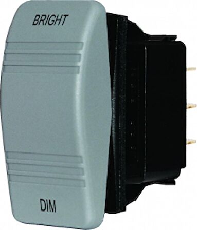 Dimmer kontrol düğmesi. On-off-on (yaylı). 12V/20A, 24V/15A Gri