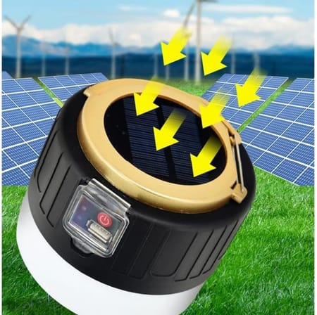 G-300W Kamp Lambası Solar Güneş Enerjili Ampül 26 SMD Led Şarjlı El Feneri Powerbank 5 Mod