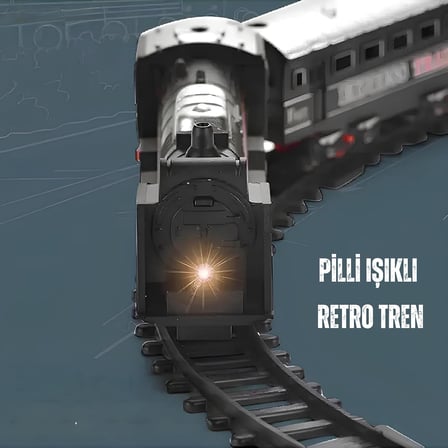 Giffy / 23 Parça Işıklı Klasik Tren Seti 96Cm 3 Farklı Ray Modeli Pilli Retro Tren raylı oyuncak full fonksiyon çocuklar için eğitici