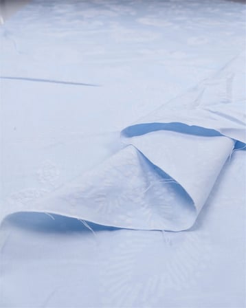 Mavi Üzeri Açık Mavi Flok Çiçek Baskılı Pamuk Poplin Kumaş Gömleklik & Elbiselik 150x220cm