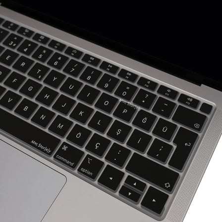 Türkçe Q Silikon Klavye Koruyucu MacBook Air 13 Retina Uyumlu A1932 A2179 A2337 M1 | ISO UK Ters L Enter | TR Q Klavye Kaplama Siyah
