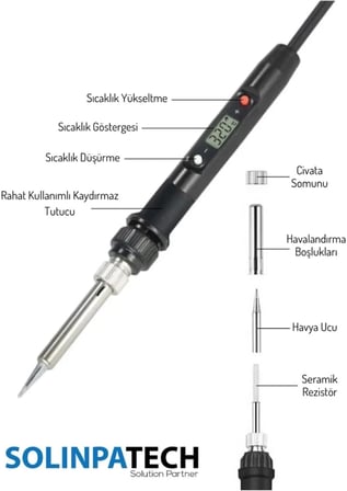 80w Lcd Isı Ayarlı Profesyonel Kalem Havya Ve 5 Kaliteli Yedek Uç Seti Hassas Lehimleme Çözümü
