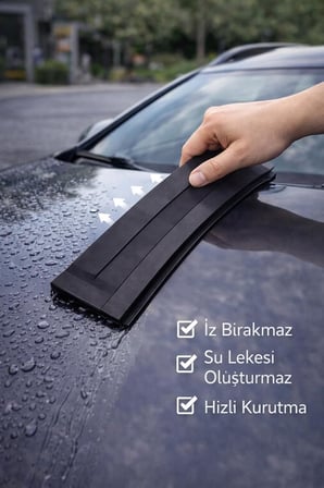 Premium Silikon Araç Su Çekici Çekçek – Boya Dostu Çizmez Oto Kurulama Aparatı, Cam ve Kaporta İçin Hızlı Su Sıyırıcı Araç Kurulama Çekçeği