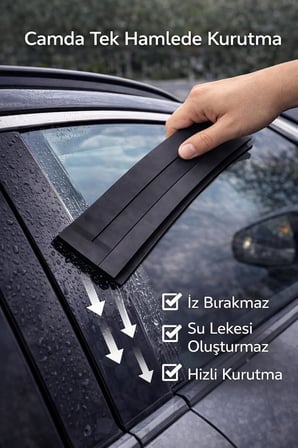 Premium Silikon Araç Su Çekici Çekçek – Boya Dostu Çizmez Oto Kurulama Aparatı, Cam ve Kaporta İçin Hızlı Su Sıyırıcı Araç Kurulama Çekçeği