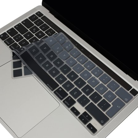 MacBook Pro Türkçe Q Klavye Koruyucu Silikon – Touch Bar Uyumlu – 13 inç A2251 A2289 A2338 (M1/M2) – 16 inç A2141 – İnce Siyah Gri