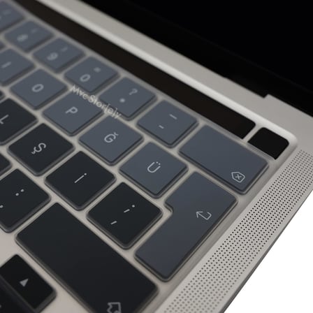 MacBook Pro Türkçe Q Klavye Koruyucu Silikon – Touch Bar Uyumlu – 13 inç A2251 A2289 A2338 (M1/M2) – 16 inç A2141 – İnce Siyah Gri