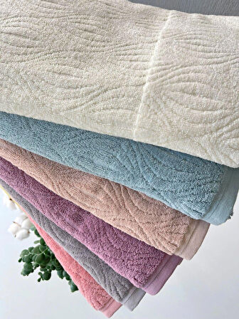 90X150 RENKLİ MİDYE BANYO HAVLUSU-GÜL KURUSU