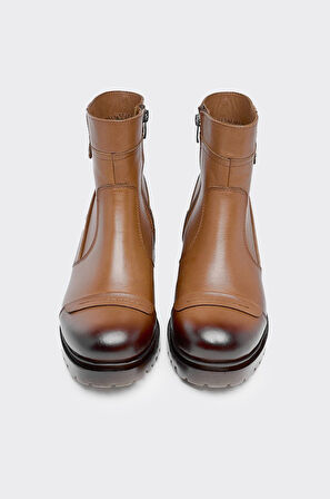 Fermuarlı Hakiki Deri Kadın Bot