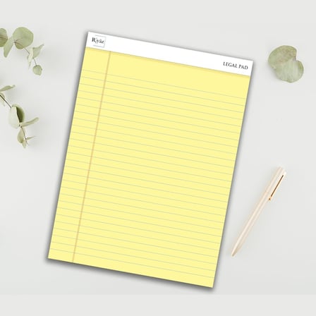 Letter Boyut (216 x 297mm), Sarı renkli Legal Pad, Notluk, Notepad, Defter, 50 Yaprak, Geniş Satır aralığı, okul, iş ve ofis için, Türk Malı