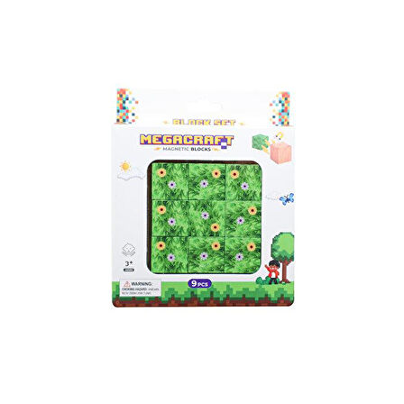 Megacraft Manyetik Bloklar Çiçekli Çim Desenli Blok 9 Parça MC1400