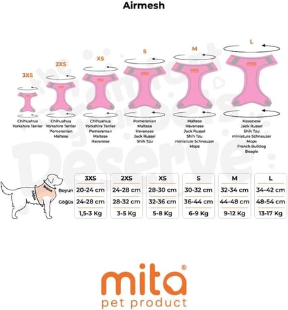Air Mesh Kedi Köpek Göğüs Tasması Çift Reflektörlü, Terletmeyen Tasma (Açık Pembe, L)