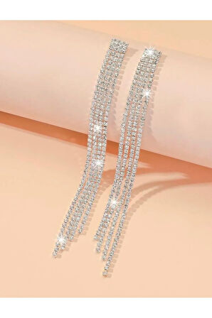 Gümüş Kaplama Gelincik Zirkon Taşlı Küpe Nişan Küpesi Parti Davet Küpesi