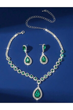 Rüya Beyaz Kolye Küpe Seti 2Li Davet Düğün Nişan Abiye