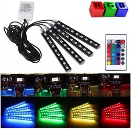 Araç Içi Ayak Altı Kumandalı Led Sese Duyarlı 4x12 Fonksiyonlu Ayak Altı Aydınlatma Ayak Altı Led