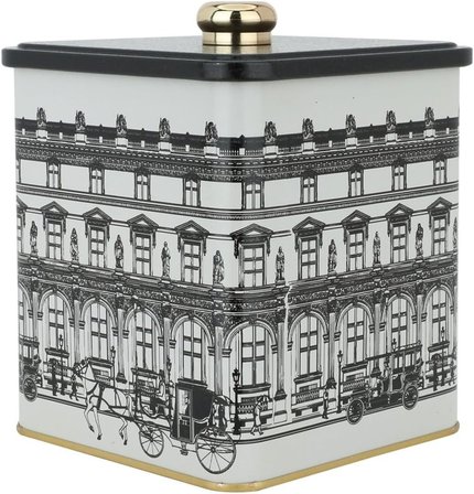 -Er023-1j City Chocolate Desenli Kare Metal Saklama Kabı 12x12 Cm (City Chocolate)