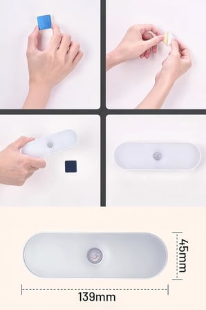 Neo Vista USB Şarjlı LED Işık, Hareket Sensörlü, Beyaz Işık, Oda, Mutfak, Salon ve Merdiven için Taşınabilir Lamba