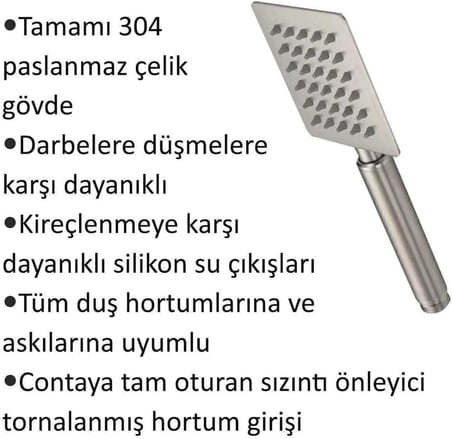 Paslanmaz Çelik Duş Başlığı, Darbeye Dayanıklı, Kırılmaz, Kirece Dirençli