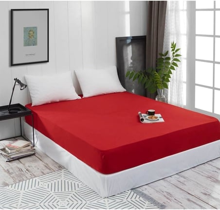 Tek Kişilik Lastikli Kumaş Çarşaf Kırmızı 100x200 cm, Sadece_Çarşaf