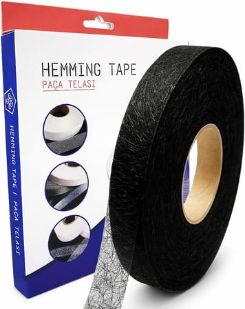 Hayal Tela 1.5 cm x 100 m - Çift Taraflı Yapışkan Tela - Şerit Tela - Örümcek Tela - Hayalet Tela - Dikiş Nakış Telası (Siyah)