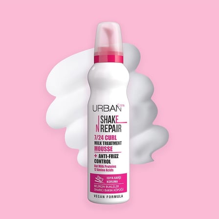 Shake N Repair 7/24 Kabaran ve Bukleli Saçlara Özel Saç Bakım Köpüğü, 150 Mililitre, Vegan