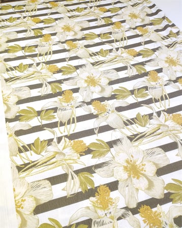 Yeşil Hardal Beyaz Renklerde Çiçek Desenli İnce Yumuşak Esnek Bürümcüklü Jarse Kumaş Elbiselik & Bluzluk 140x400cm