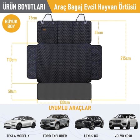 Araç Bagaj Örtüsü, Evcil Hayvan Köpek Bagaj Koruma Kılıfı - SUV, Sedan, Pickup Panelvan Bagaj Havuzu, Araba için Su Geçirmez Bagaj Koruyucu Kılıf Örtü Mat- Large - Gri