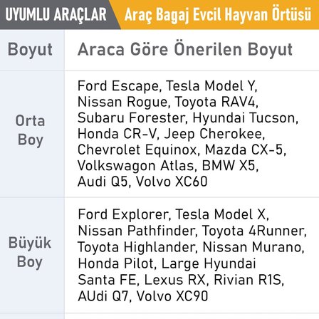 Araç Bagaj Örtüsü, Evcil Hayvan Köpek Bagaj Koruma Kılıfı - SUV, Sedan, Pickup Panelvan Bagaj Havuzu, Araba için Su Geçirmez Bagaj Koruyucu Kılıf Örtü Mat- Large - Gri