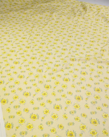 Sarı Yeşil Çiçek Desenli İnce Yumuşak Bürümcüklü Jarse Kumaş Elbiselik & Bluzluk 140x200cm