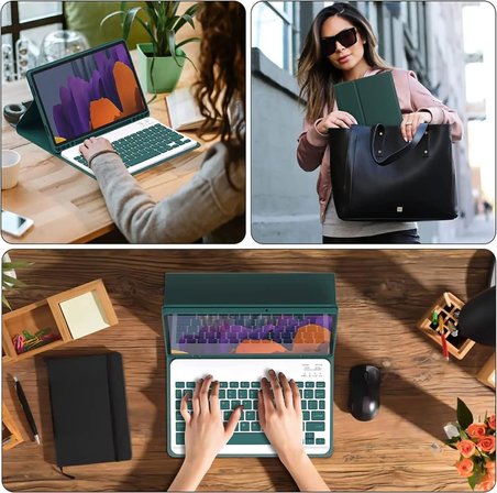 Samsung Galaxy Tab S9 FE Plus/S10 Plus/S9 Plus12,4 inç 12,4 ile Uyumlu Bluetooth Türkçe Q Klavyeli Kılıfı (Tablet Değildir) (Lila)