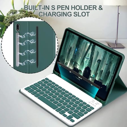 Samsung Galaxy Tab S9 FE Plus/S10 Plus/S9 Plus12,4 inç 12,4 ile Uyumlu Bluetooth Türkçe Q Klavyeli Kılıfı (Tablet Değildir) (Lila)
