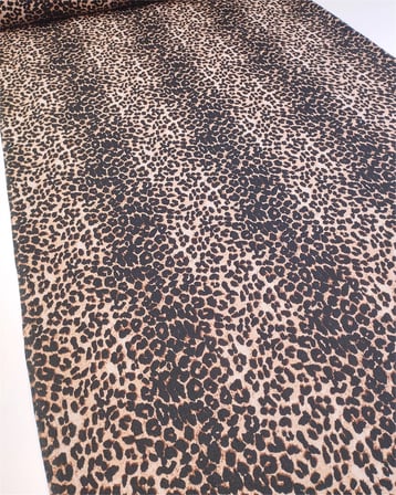 Siyah Kahve Renklerde Leopar Desen İnce Yumuşak Bürümcüklü Jarse Kumaş Elbiselik & Bluzluk En: 160cm