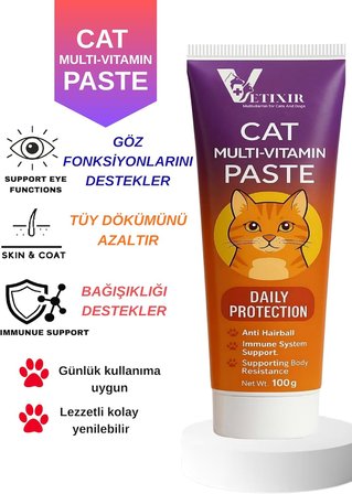 Multi Paste 100 Gr Kediler Için Bağışıklık Sistemi Destekleyici Multi Paste | Tüy Dökümü Engelleyici Vitamin İçerikli Multivitamin Macunu