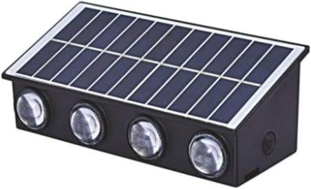 20W Güneş Enerjili Dış Mekan Bahçe Duvar Lambası - Cata Kos Solar LED Aplik - IP65 Su Geçirmez, 3200K Gün Işığı &amp; Amber Dekoratif Aydınlatma (Amber Renk Işık)